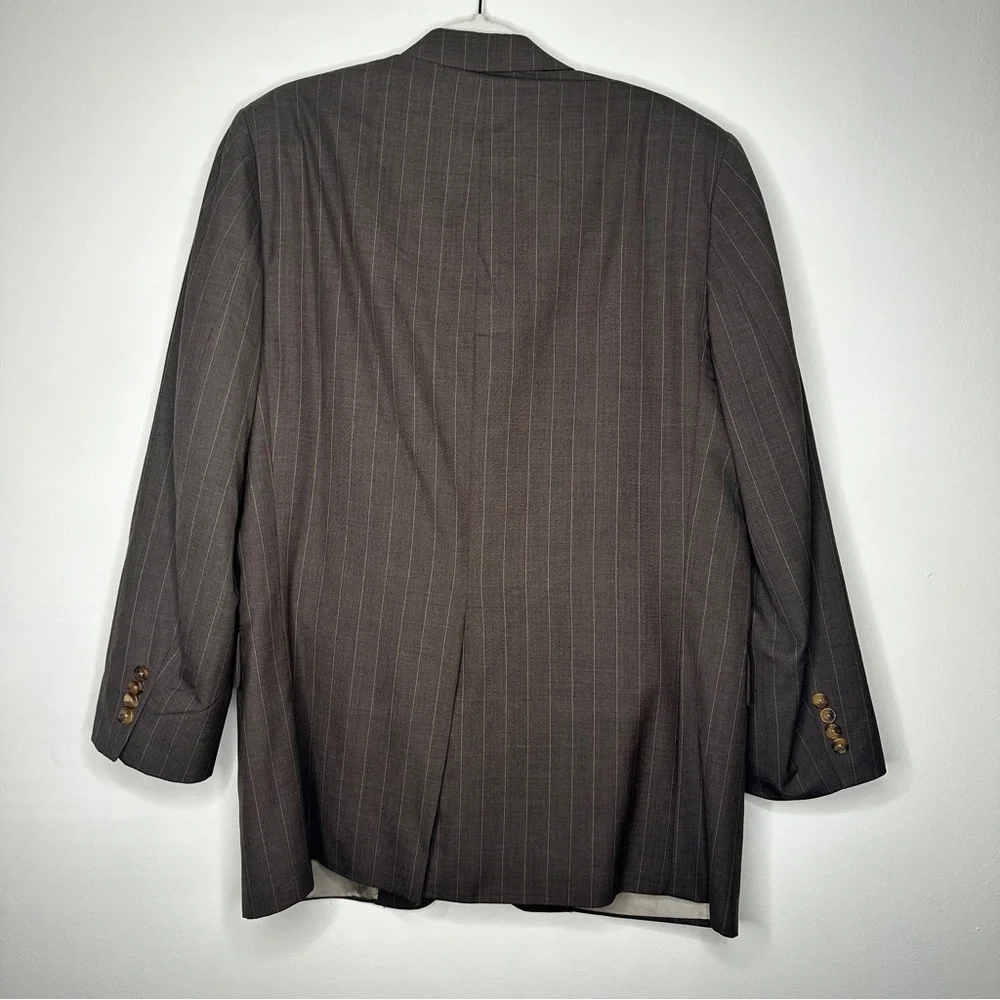 Vintage Paul Stuart Suit Set Blazer and Pants Brown Pin Striped Rolled‎ Pants